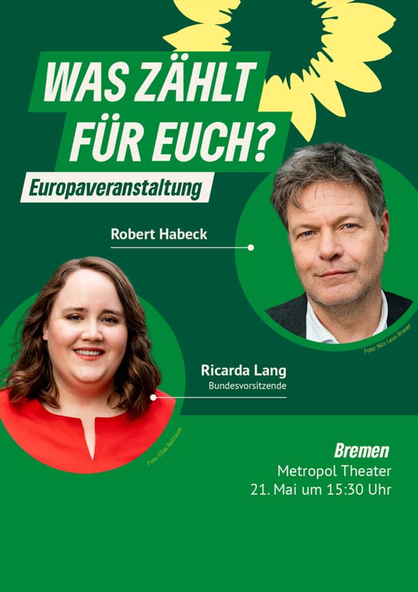 Ricarda Lang und Robert Habeck im Metropol Theater Bremen